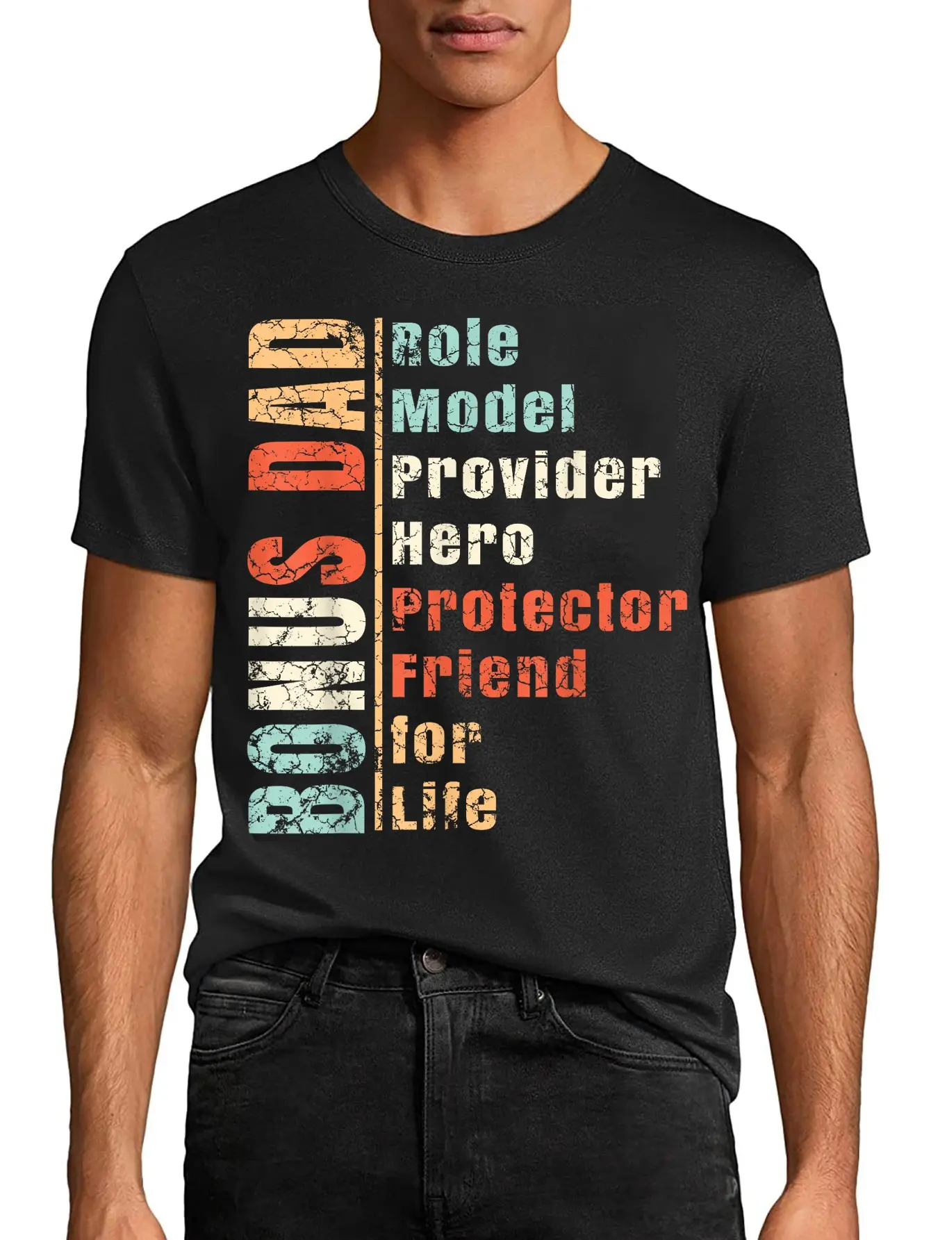 100% Cotton Step Dad Shirt Gift Best Bonus Dad Ever For Stepdad T-Shirt T-Shirt