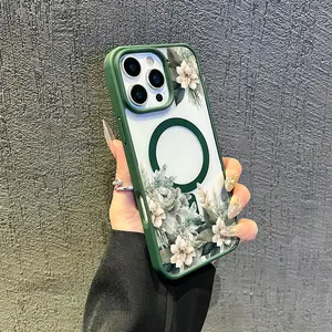 Magnetic TPU for iPhone Case: Green Blooms Drop-proof design for added protection |for iPhone 16/15/14/13/12/11