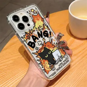 Cute Cat Pattern Clear Phone Case, Anti-drop Cellphone Protective Case, Total Protective Shockproof Mobile Phone Cover for iPhone, Casing