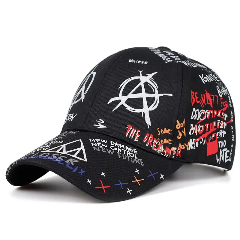 New graffiti printing baseball cap 100%cotton fashion casual hat men and women adjustable sun caps hip hop dad hats