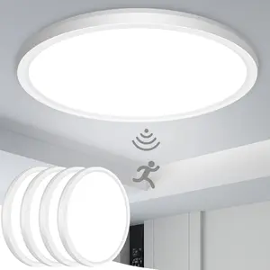 4 Pack Motion Sensor Light Indoor, 7 Inch 5000K Closet Lights Motion Sensored Wired, 15W 1500LM LED Ceiling Light Fixture for Pantry Hallway Stairwell Porch, White