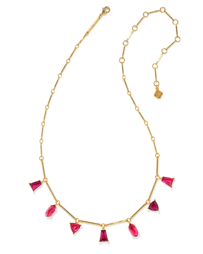 Kendra Scott Blair Gold Jewel Strand Necklace in Ruby Mix 9608802862
