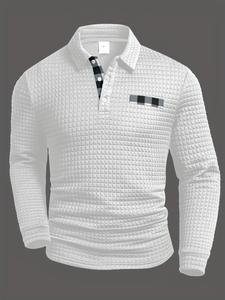 Men's autumn and winter thick knitted button up shirt - digital printed checkered pattern, long sleeved classic collar, regular style, hand washable flannel, casual and fashionable warm top, durable and long-lasting-+