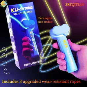 The upgraded glow-in-the-dark elastic rope stress-relief toy (with 3 extra ropes) features a built-in dual ultraviolet light source, making it a fun rope launcher gift for adults and children,  accessory music Relaxation Stick Decompression Squeeze