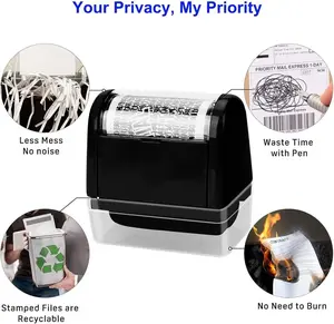 2-Pack Heavy Duty Privacy Roller Stamp, Identity Theft Blocker & Mail Security Ink Cover, No-Mess Shredder Alternative for Home Office & Garage