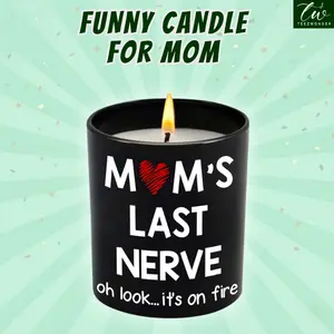MOTHER'S DAY GIFT "Mom’s Last Nerve" Candle, Funny Mother's Day Gift, Birthday Gift for Mom, Stepmom, Bonus Mom, New Mom | 10oz Vanilla Lavender Scented Tin Candle with Cozy Aroma, Unique Home Decoration & Relaxing Fragrance