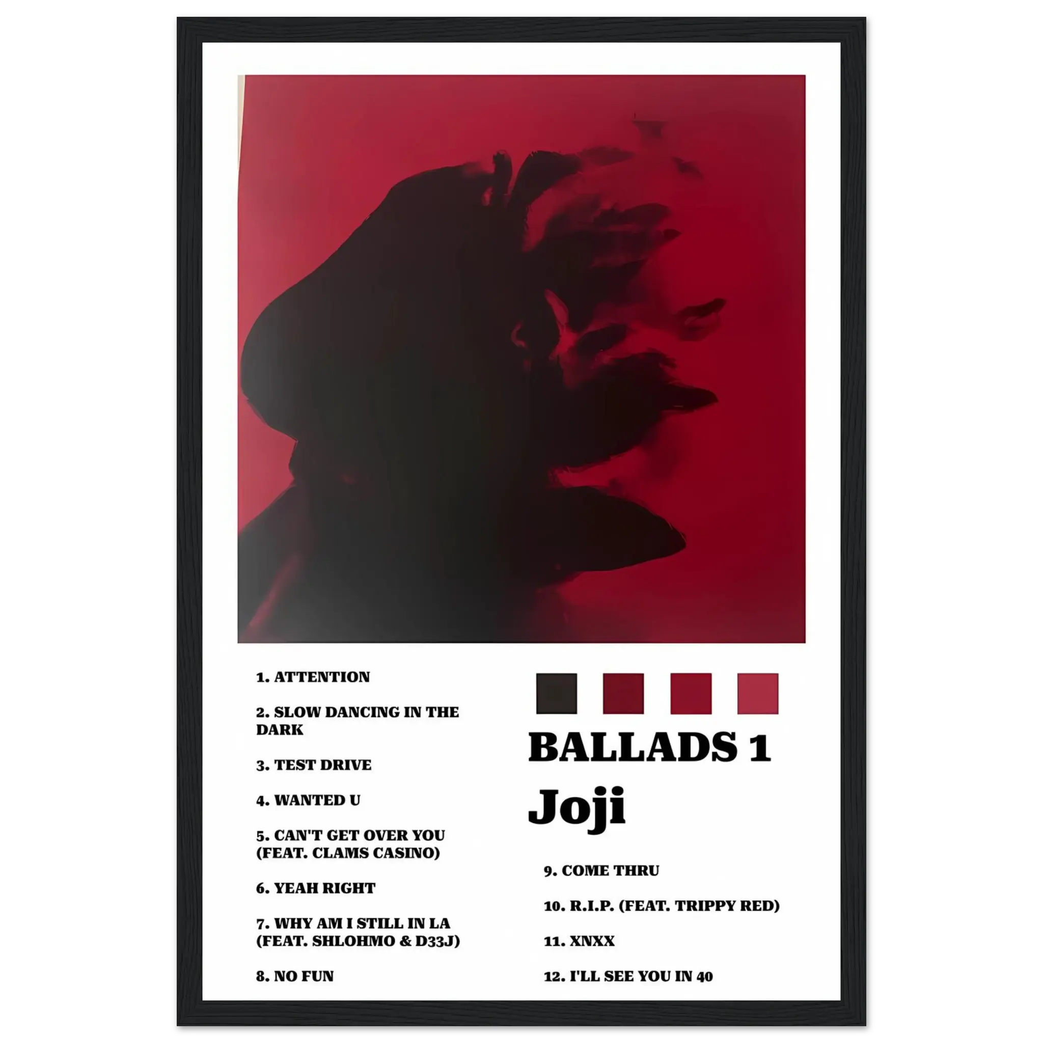 BALLADS 1 - Joji - Shatterproof plexiglass Wooden Framed Poster