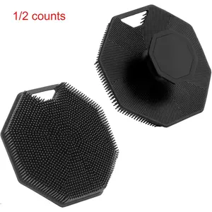 1/2 Counts/Set Silicone Body Cleaner with Hook and Suction, Handheld Shower Bath Brush for Body [Gently Exfoliate & Massage], Body Cleansing Brush for All Skin Type, Body Care Tool