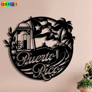 1pc Puerto Rico Artistic Metal Wall Art,Puerto Rico Statue Mural, Ideal Gift for New Year, Christmas, Puerto Rico Culture Enthusiasts, Weather-Resistant Metal Wall Decor Wall Sculptures, Perfect for Home Wall & Garden Fence Puerto Rico Culture Enthusiasts