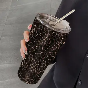 30oz Insulated Stainless Steel Leopard Print Coffee Mug Tumbler with Straw, Cold & Hot Drinks, Perfect Gift for Outdoor Travel Home Use, Drinkware