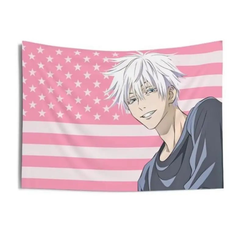 Gojo Satoru Tapestry Anime White hair men pink Room wall decor/ Fun Tapestry Wall Hanging Art for Home Living Bedroom Room/anime wall art