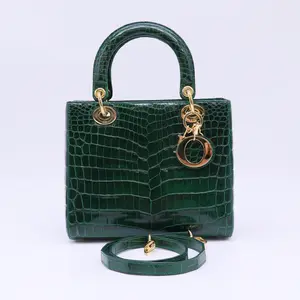 Pre-owned Dior Leather Shoulder Bags Christian Crocodile Mini Lady Bag B22621