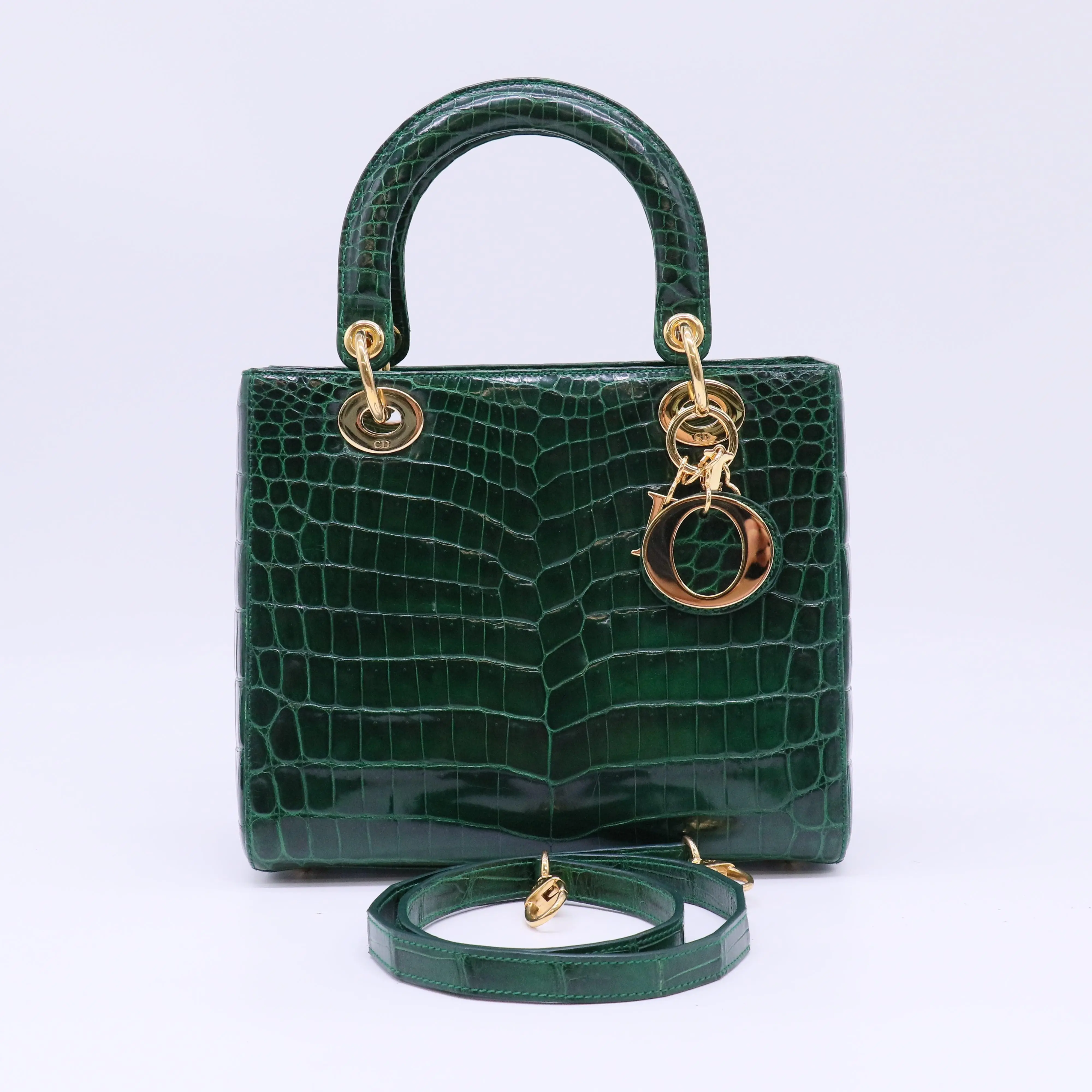 Pre-owned Dior Leather Shoulder Bags Christian Crocodile Mini Lady Bag B22621