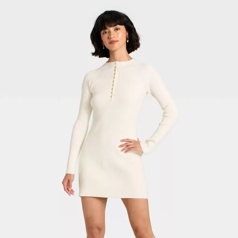 Women's Long Sleeve Mini A-Line Dress - Universal