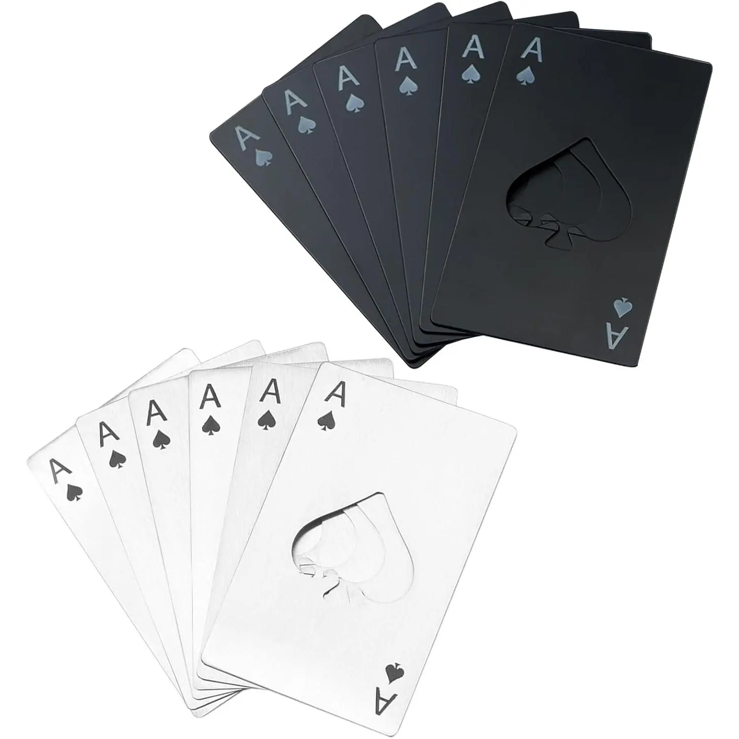 Ace of Spades Bottle Openers, 12Pcs Poker Card Bottle Openers,Credit Card Size Stainless Steel Bottle Opener Card, Beer Bottle Opener for Wallet Pocket Wedding Party Good Gift - Silver/Black