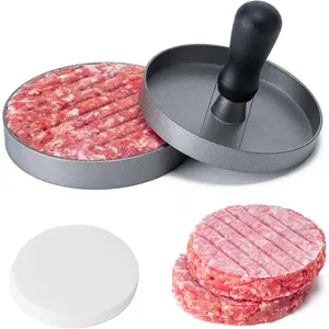 Burger Press 100 Patty Papers Set,4.6 Inch Round Smasher,Non-Stick Hamburger Patty Maker with Wax Paper,Aluminum Burger Maker for Kitchen BBQ Meat Beef Cheese Veggie Burger Maker