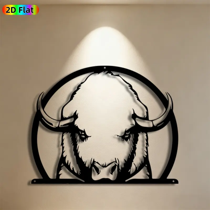 1pc Buffalo Metal Wall Art,Bold Buffalo Statue Mural, Ideal Gift for New Year, Thanksgiving, Western Decor Enthusiasts, Weather-Resistant Metal Wall Decor Wall Sculptures, Perfect for Patio Wall & Garden Fence, Eye-Catching Outdoor Decor