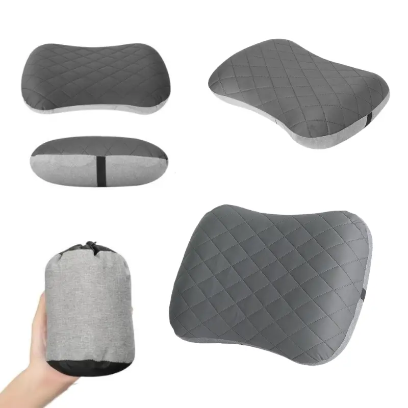 Inflatable Camping Pillow with Washable Cover, Ultra Light Travel Pillow for Neck & Lumbar Support, Portable Blow Up Pillow with Quick Inflation, Built-in Pillow for Hiking, Backpacking, Car Travel, Outdoor Sleeping Gear & Emergency Survival Supply