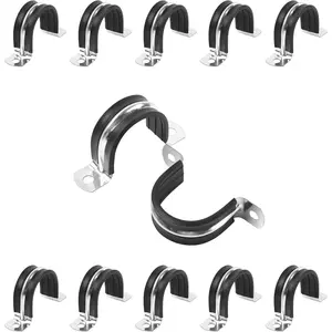 1-1/ 4inch Reinforced Hard Tube Cable Tie, 2-Hole U-Shaped Bracket Cable Clamp Hanger, Rubber Buffer Insulation Clamp, Used for Fixing Pipes on Various Surfaces, 10 Pieces (32mm)