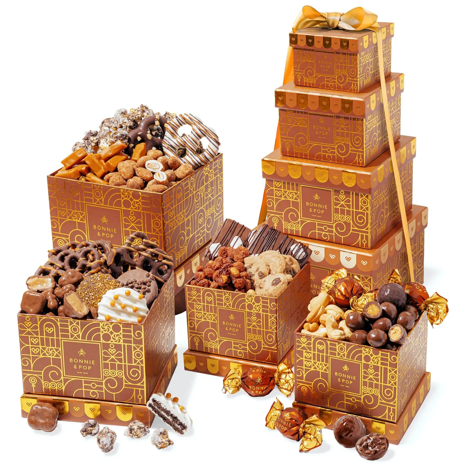 Gourmet Chocolate Gift Tower - Kosher Dairy Dessert & Snack Set with Belgian Truffles, Caramels, Festive Treats for Holiday Gifting