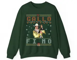 Gallo Fino Mexican Corrido Style Ugly Christmas Sweater – Cowboy Fiesta Holiday Knit Pullover