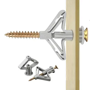 Plastic Nylon Flat Expansion Bolt Kit for Hollow Brick Wood Gypsum Board Walls, Includes 50 Anchors & 50 Screws, Galvanized Self-Drilling Nails, Drywall Anchors Screws