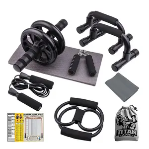 Ultimate Home Gym Set, 12-In-1 Fitness Kit with Ab Wheel, Ab Exercise Roller, Push-Up Bars, Resistance Bands, Perfect for Men & Women, Muscle Building & Fat Burning, Home Workout Equipment