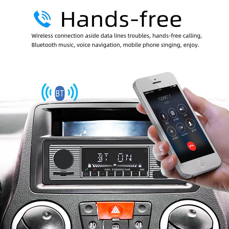 FYPLAY Classic Bluetooth Car Stereo FM Radio Receiver Hands-Free Calling Built-in Microphone USB SD AUX Port Support MP3 WMA WAV Dual Knob Audio Car Multimedia Player Remote Control cars auto accessories