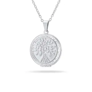 PROSTEEL Tree Of Life Pendant Necklace Stainless Steel Family Tree Round Locket Necklaces Jewelry Unisex For Men Women with Gift Box
