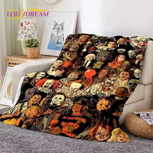 Horror Movie Chucky Pennywise Halloween Saw Character Blanket,Soft Throw Blanket for Home Bedroom Bed Sofa Picnic Travel Cover A multi-functional and beautiful blanket suitable for decoration, use and as a gift. Add some fun to your home