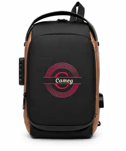 Cameg Anti-Theft Sling Backpack with USB Charging Port & Combination Lock – Water Resistant Travel Crossbody Bag for Men
