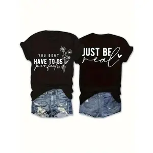 Women's Motivational Tee with Double Sided Floral & Quote – Perfect Casual Spring Wear Womenswear Style