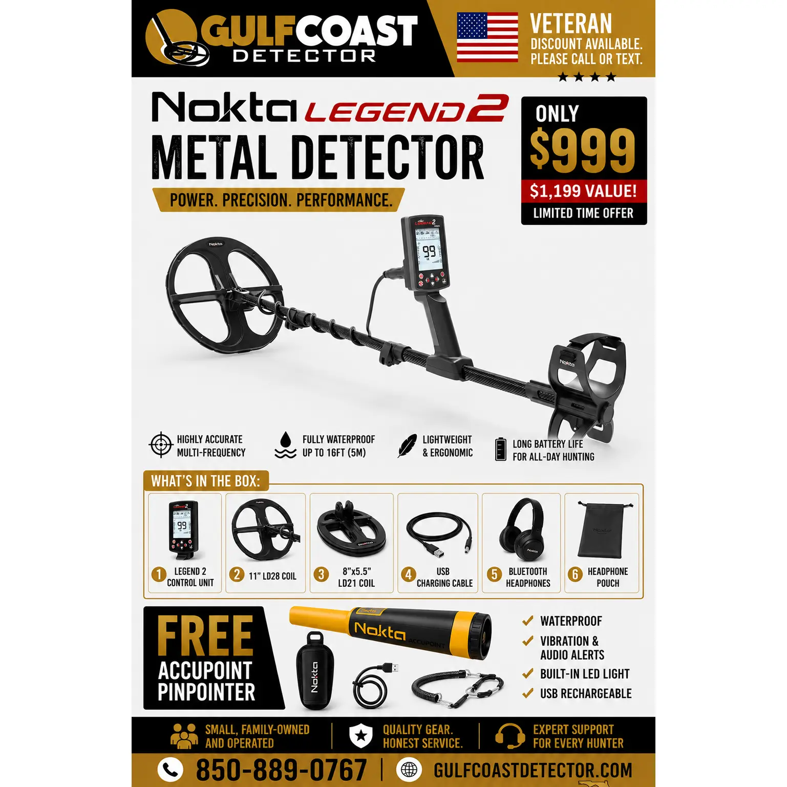Nokta The Legend 2 Multi-Frequency Metal Detector + Accupoint Pinpointer