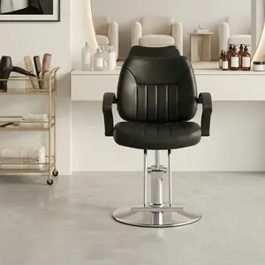 Toauuo Hydraulic Barber Chair, PU Leather Salon Styling Chair, Height Adjustable Heavy-Duty Steel Frame Hairdressing Chair with Chrome Base & Anti-Slip Rubber Ring for Beauty Salon