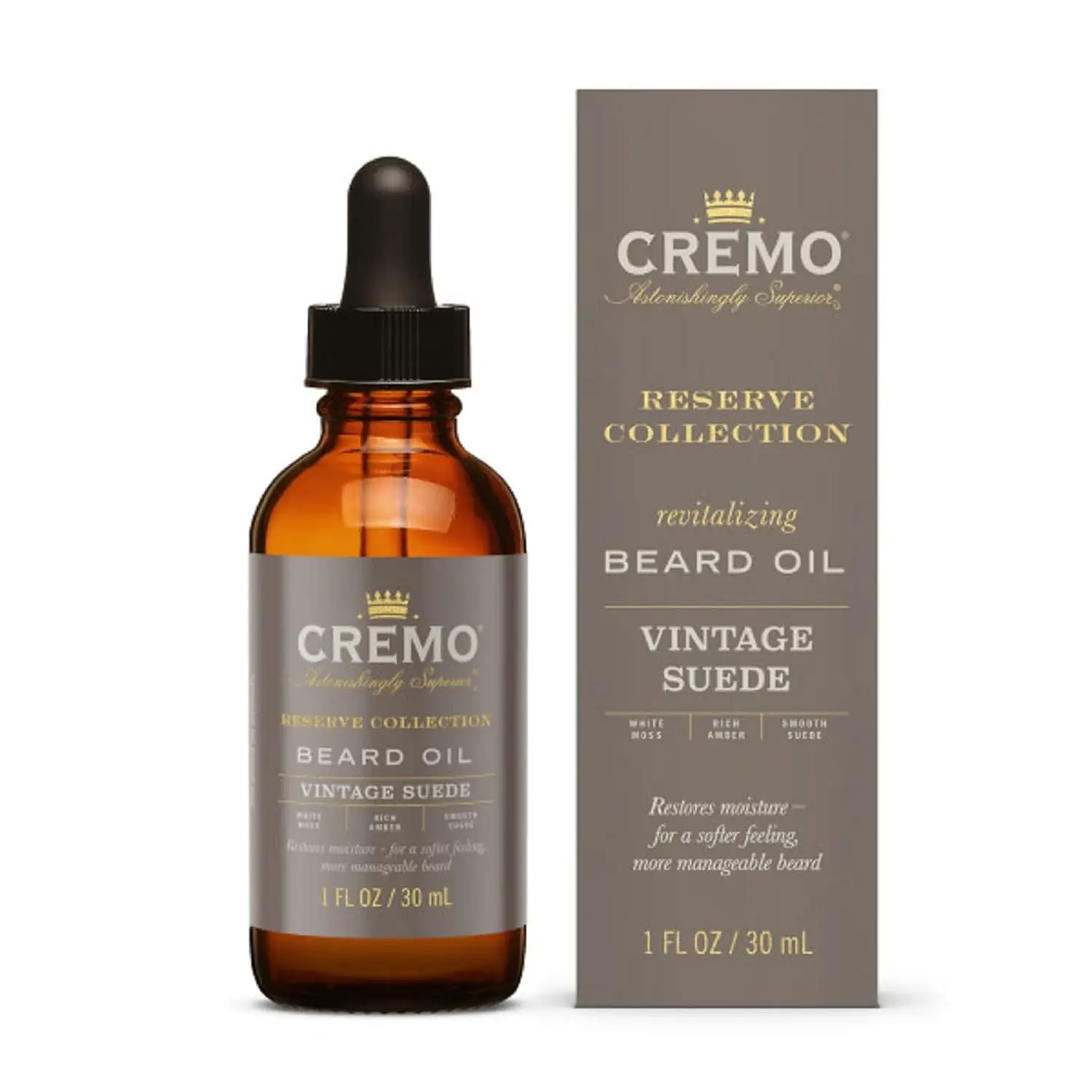 Beard Oil, Vintage Suede (Reserve Collection), 1 Fl Oz - Restore Natural Moisture and Soften Your Beard To Help Relieve Beard Itch
