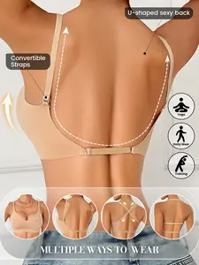 Sexy Backless Seamless Bra, Bridal Lingerie with Adjustable Straps, Breathable Comfort, Detachable Crossback Design, Multiple Wear Styles,1 Pack/3 Pack/4 Pack/5 Pack, Medium