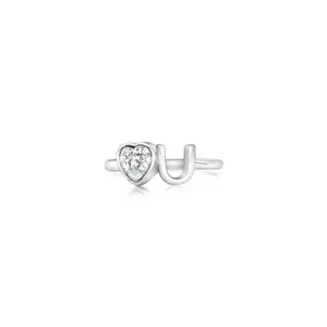 Heart U White Crystal White Gold Plated Girl's Rings Earth2Jane Size 5