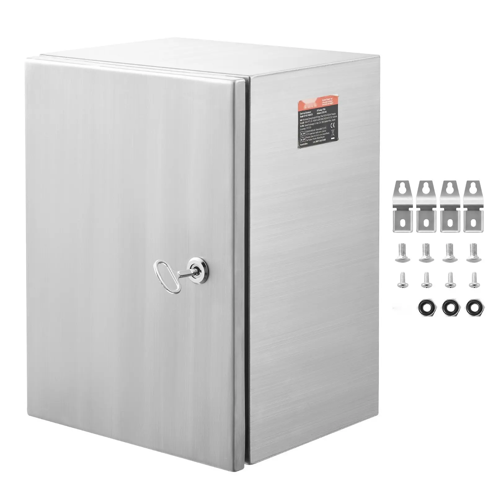 304 Stainless Steel Electrical Enclosure Box, 16x12x10 Inches, Wall-Mounted Outdoor Weatherproof IP66 Junction Box With Mounting Plate, Hinges And Lock, Corrosion-Resistant Surface For Electrical Equipment