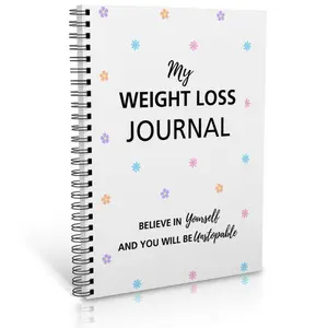 Floral Pattern Floral Design Spiral Notebook, Spiral Bound Planner, Weight Loss Journal, Daily Tracking Daily & Weekly Exercise & Diet Record Book, Personal Organizer for Adults