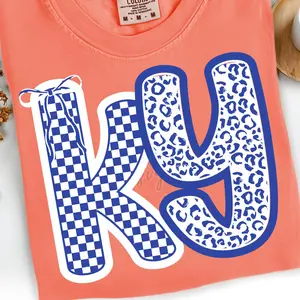 Comfort Colors KY Coquette Kentucky tshirt, Kentucky Leopard Checker Shirt State of Kentucky Sublimation Cute Trendy Kentucky Bow Top, gift for him, gift for her, tshirt hot trend tiktok 2025, tshirt trend, comfort colors shirt