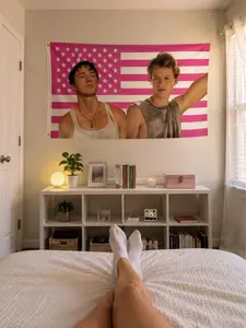 JJ and Rafe USA Flag Tapestry - Funny Pink OuterBanks America Pink Flag