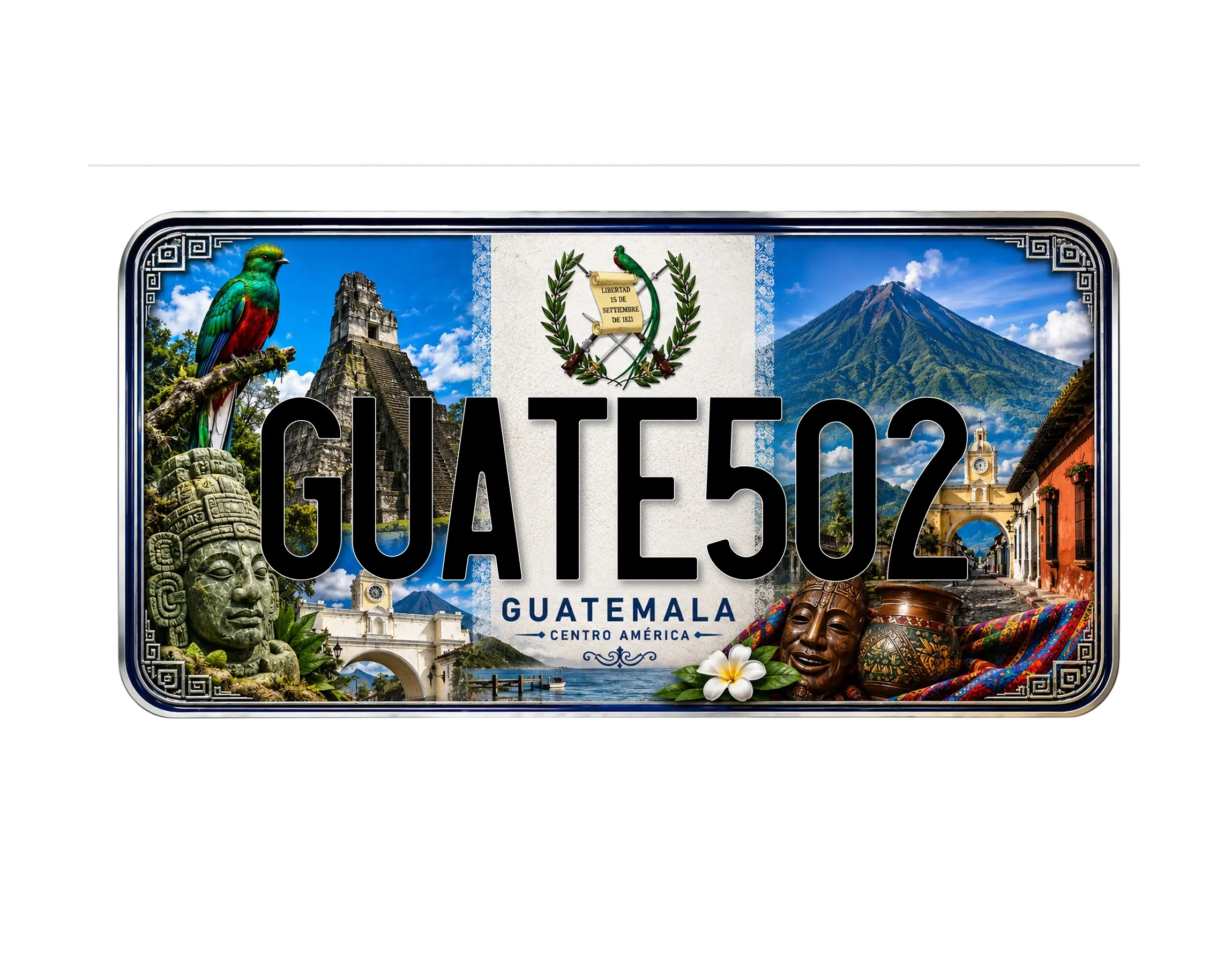 Guatemala License Plate Personalized Decoration Customizable Metal Plate with Custom Text