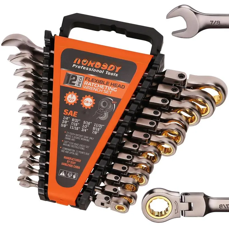 12-piece Flex-Head Ratcheting Wrench(SAE)