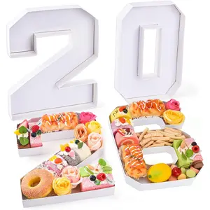 2026 Set Cardboard Number for Charcuterie 10.2'' Fillable Tray Charcuterie Paper Box for Graduation Anniversary Birthday  Year Party Decorations  Cookies Goodie Cupcake Box
