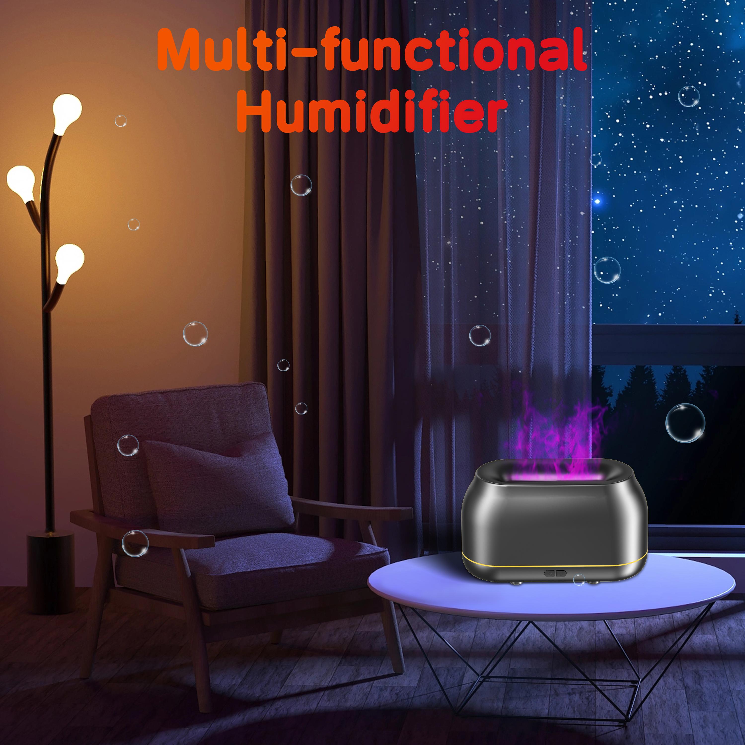 Essential Oil Diffuser Humidifier, 7-Color LED Flame Night Light, Auto Shut-Off, 160ml for Home Office Yoga Meditation