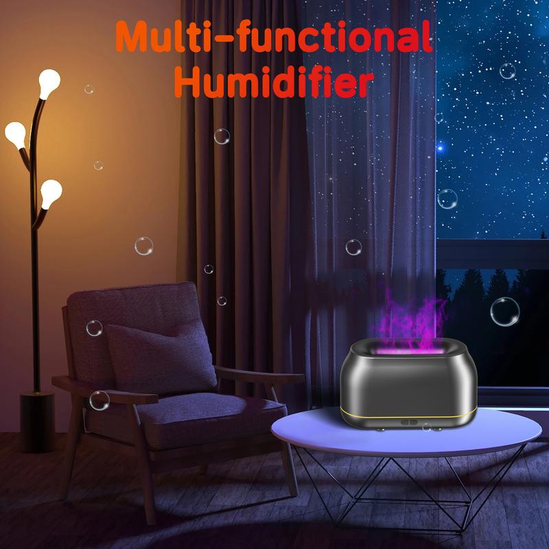 Essential Oil Diffuser Humidifier, 7-Color LED Flame Night Light, Auto Shut-Off, 160ml for Home Office Yoga Meditation