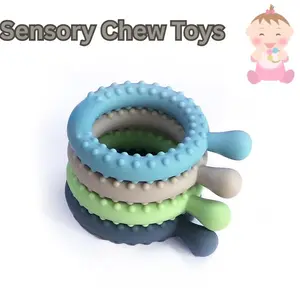 4-Pack Silicone Sensory Chew Toys for Kids with Autism, ADHD, SPD – Oral Motor Teething Tools for Toddlers, Children & Adults – Q-Shaped Chewies for Anxiety Relief & Focus