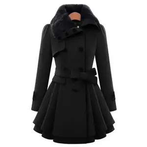 Women Trench Coat Double Breasted Oversize Coat Belt Autumn Winter Wrap Coat Korean Style Slim Lapel Overcoat Jacket