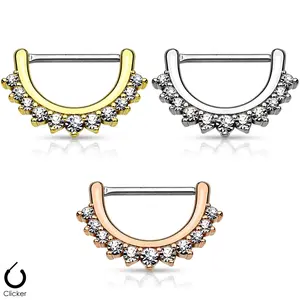Pair of Lined CZ Set 14ga or 16ga Nipple Clickers