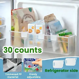 30 Counts Fridge Drawer Divider, White High-Quality Plastic Design for Anti-Fall & Durable ,Slide to Adjust for Different Sizes